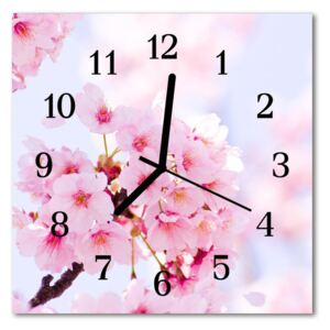 Glass Kitchen Clock Blossoms flowers & plants pink 30x30 cm