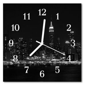 Glass Kitchen Clock Skyline city black 30x30 cm