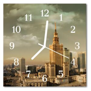 Glass Kitchen Clock Warsaw city multi-coloured 30x30 cm