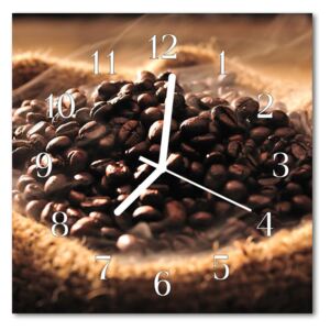 Glass Kitchen Clock Coffee beans kitchen brown 30x30 cm