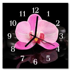 Glass Kitchen Clock Orchid flowers & plants pink 30x30 cm