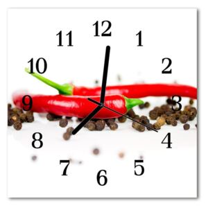Glass Kitchen Clock Paprika pepper food and drinks red 30x30 cm