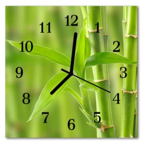Glass Kitchen Clock Bamboo plant flowers & plants green 30x30 cm