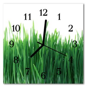 Glass Kitchen Clock Grass flowers & plants green 30x30 cm