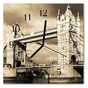 Glass Kitchen Clock Bridge london city sepia 30x30 cm