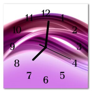 Glass Kitchen Clock Abstract lines art purple 30x30 cm