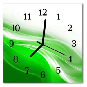 Glass Kitchen Clock Abstract art green 30x30 cm