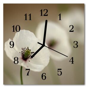 Glass Kitchen Clock Poppy poppy white 30x30 cm