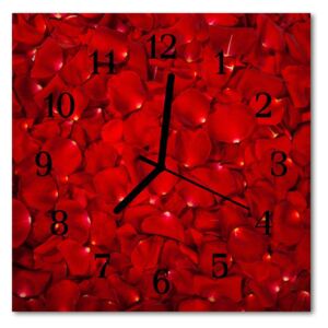 Glass Kitchen Clock Rose petals blossoms red 30x30 cm