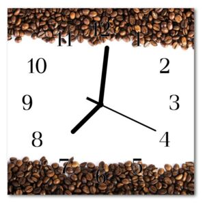 Glass Kitchen Clock Coffee beans food and drinks brown 30x30 cm