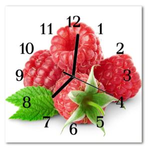 Glass Kitchen Clock Raspberries fruit pink 30x30 cm