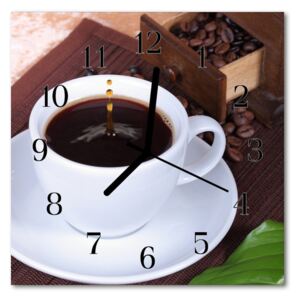 Glass Kitchen Clock Coffee food and drinks brown 30x30 cm