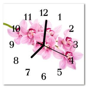 Glass Kitchen Clock Orchid flowers pink 30x30 cm