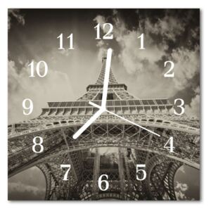 Glass Kitchen Clock Eiffel tower architecture grey 30x30 cm