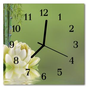 Glass Kitchen Clock Lily lily green 30x30 cm