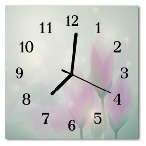 Glass Wall Clock Flowers flowers pink 30x30 cm
