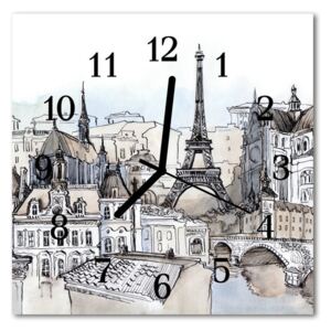 Glass Wall Clock Monuments towns grey 30x30 cm