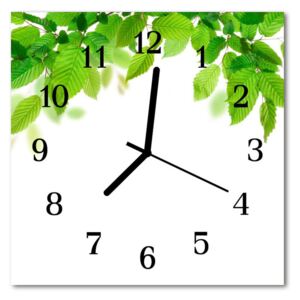 Glass Wall Clock Leaves nature green 30x30 cm