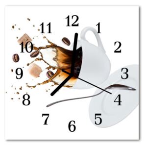 Glass Wall Clock Cup food and drinks white 30x30 cm