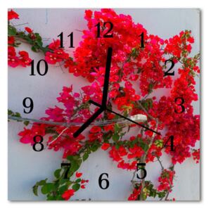 Glass Wall Clock Flowers flowers red 30x30 cm
