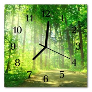 Glass Wall Clock Forest nature wlad nature green 30x30 cm