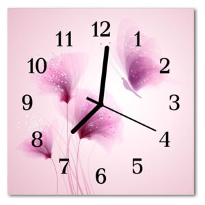 Glass Wall Clock Flowers flowers pink 30x30 cm
