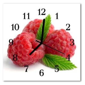 Glass Wall Clock Raspberries fruit pink 30x30 cm