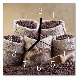 Glass Wall Clock Coffee beans food and drinks brown 30x30 cm