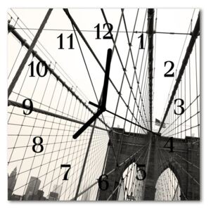 Glass Wall Clock Brooklyn bridge architecture grey 30x30 cm
