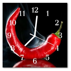Glass Wall Clock Chili pepper chili pepper red 30x30 cm