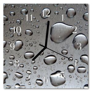 Glass Wall Clock Drops nature grey 30x30 cm