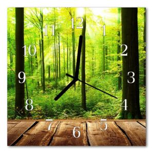 Glass Wall Clock Forest forest green 30x30 cm