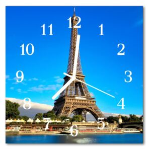 Glass Wall Clock Eiffel tower paris architecture cities blue 30x30 cm
