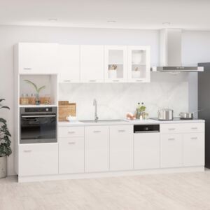 VidaXL 7 Piece Kitchen Cabinet Set High Gloss White Chipboard