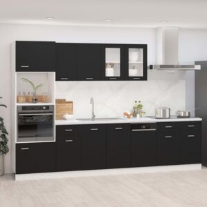 VidaXL 7 Piece Kitchen Cabinet Set Black Chipboard
