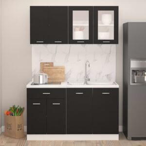 VidaXL 4 Piece Kitchen Cabinet Set Black Chipboard