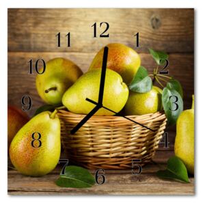 Glass Wall Clock Pears fruit green 30x30 cm