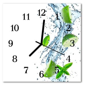 Glass Wall Clock Mint spices green 30x30 cm