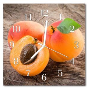 Glass Wall Clock Apricots fruit orange 30x30 cm