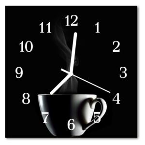 Glass Wall Clock Cup food and drinks black 30x30 cm