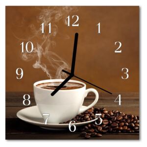 Glass Wall Clock Coffee food and drinks brown 30x30 cm