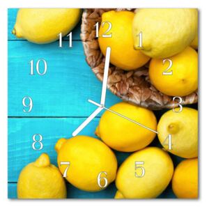 Glass Wall Clock Lemons fruit yellow 30x30 cm