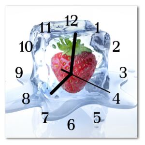 Glass Wall Clock Ice cream strawberry ice blue 30x30 cm