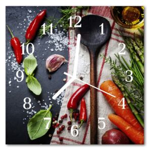 Glass Wall Clock Spices food and drinks multi-coloured 30x30 cm