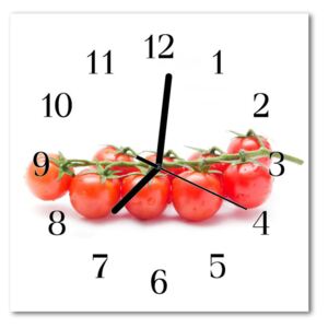 Glass Wall Clock Tomatoes food and drinks white 30x30 cm