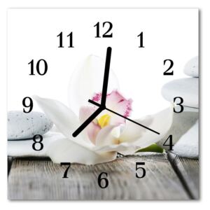 Glass Wall Clock Orchid nature white 30x30 cm