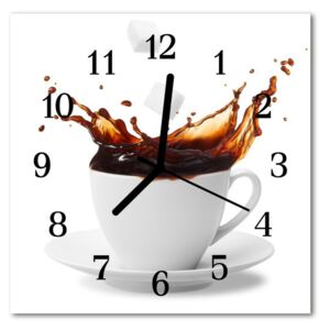 Glass Wall Clock Coffee food and drinks white 30x30 cm