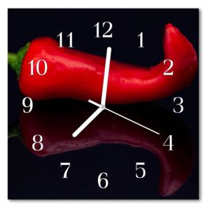 Glass Wall Clock Chillies food and drinks red 30x30 cm
