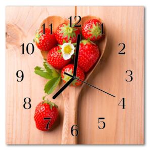 Glass Wall Clock Strawberry fruit red 30x30 cm