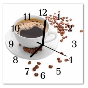 Glass Wall Clock Coffee food and drinks white 30x30 cm